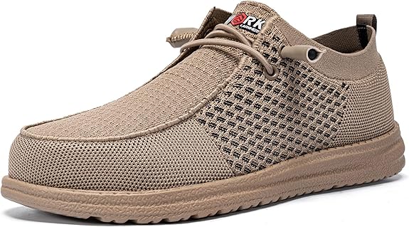 LARNMERN Slip On Steel Toe Shoes Men Lightweight Comfortable Lounging Walking Sneakers Steel Toe Loafers